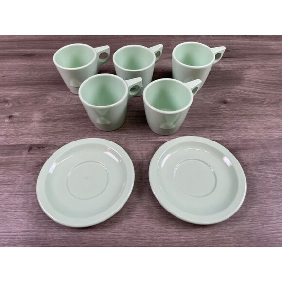 Lot of 5 Vintage Dallas Ware Coffee Cups - Pretty Seafoam Green - Made in USA - Picture 1 of 16